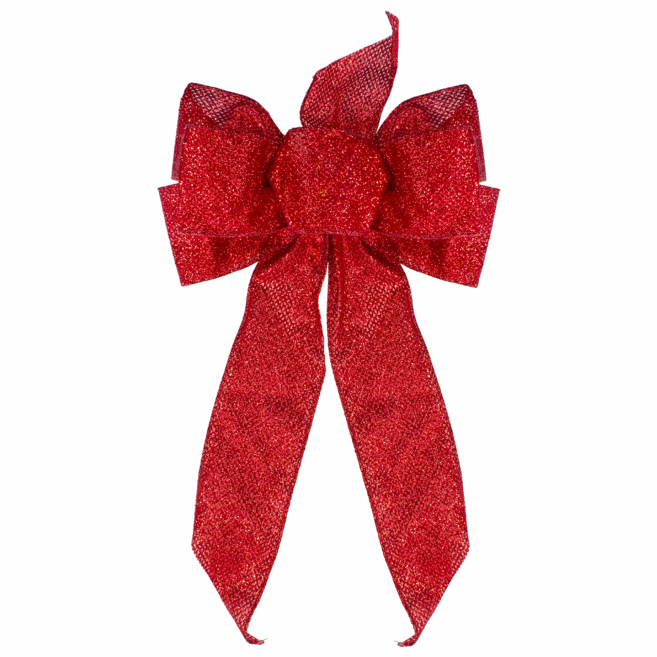 Northlight Glittered 6-Loop Christmas Bow Decoration - 9" x 14" - Red